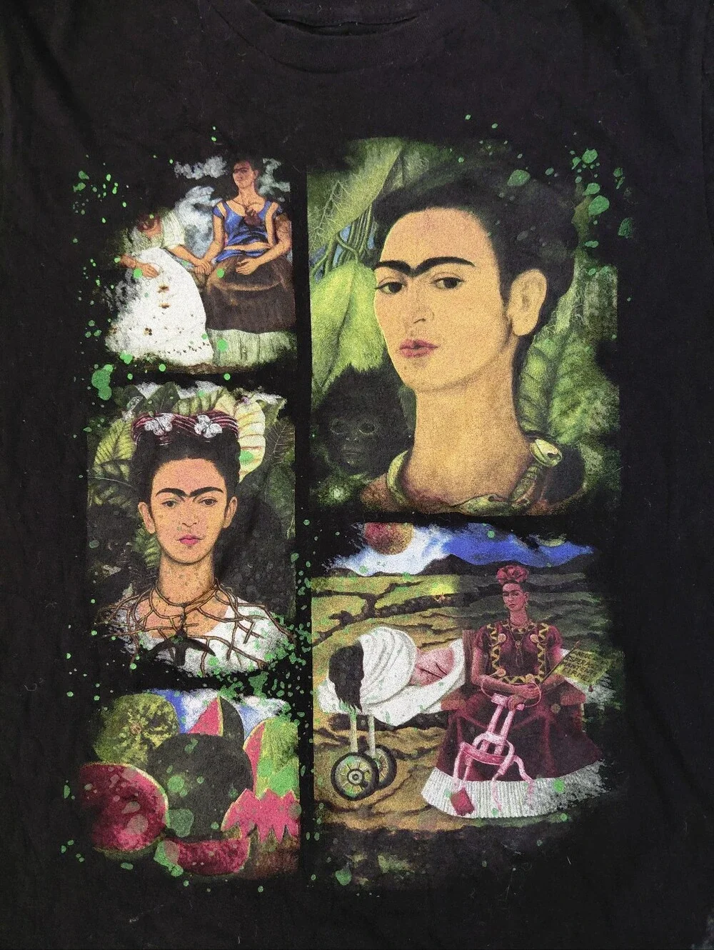 Self Portrait Frida Kahlo Mexican Artist Collage Art Black Unisex T Shirt Sz Sma
